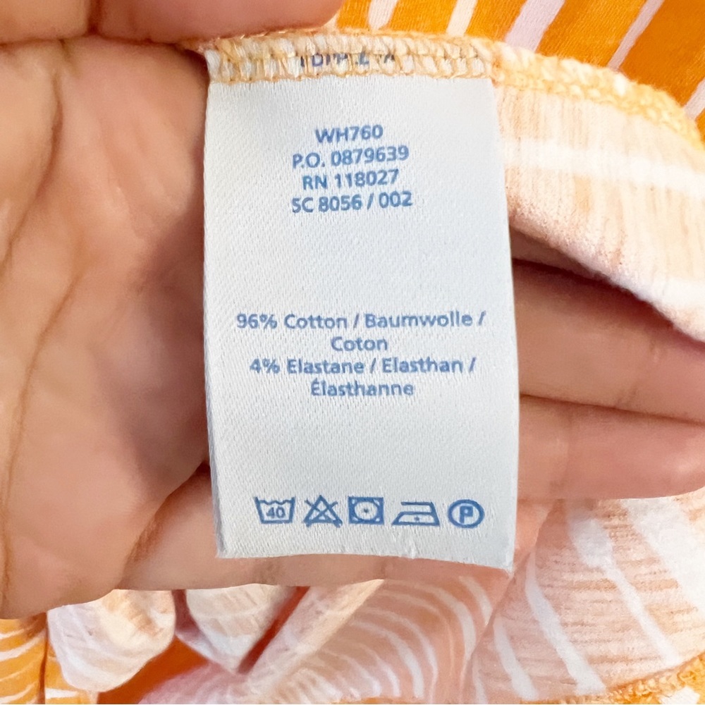 Boden Casual Jersey Day Dress Orange White Geo Stripe Wrap V-neck Front 8R - Picture 5 of 9